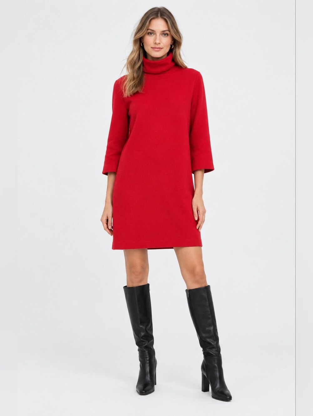 Zara Red Turtleneck Knit Dress M Minimal Chic Fall Winter Valentine Preppy